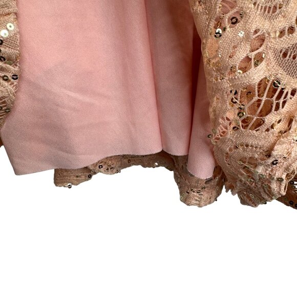 Just Kids Girls Salmon Pink Lace Sequin Sleeveless Party Dress Size 14 USA Made - Picture 6 of 10